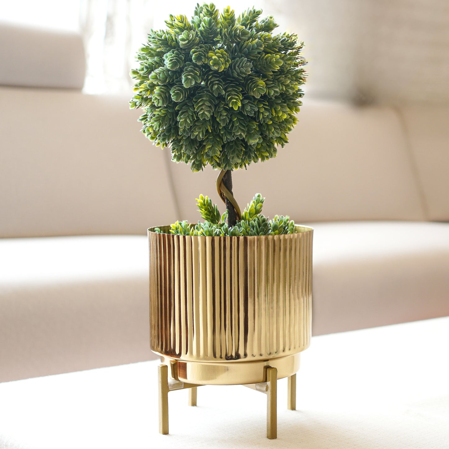 Golden Metal  Fluted Planter- 7.8"