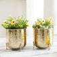 Metal Hammered Leaf Leg Planter, Set of 2 - Gold