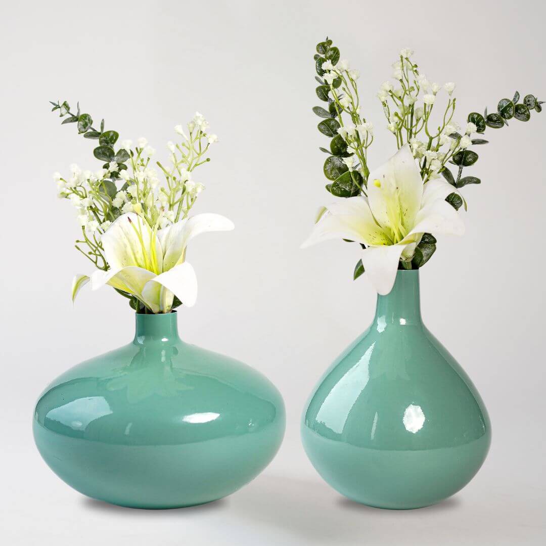 Mist green flower vase set of 2 