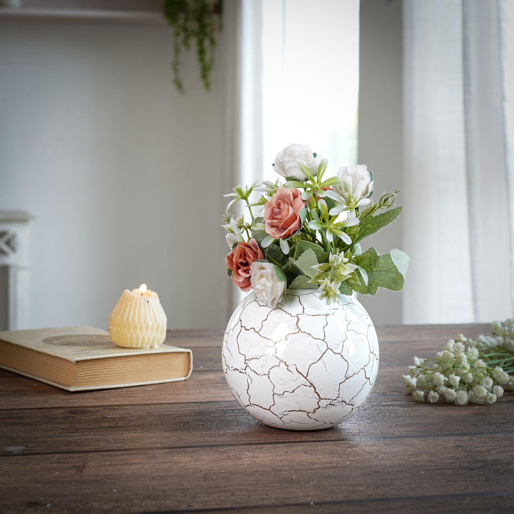 Crackled Ball flower vase Small