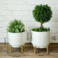 Metal Hammered White Planter Set of 2