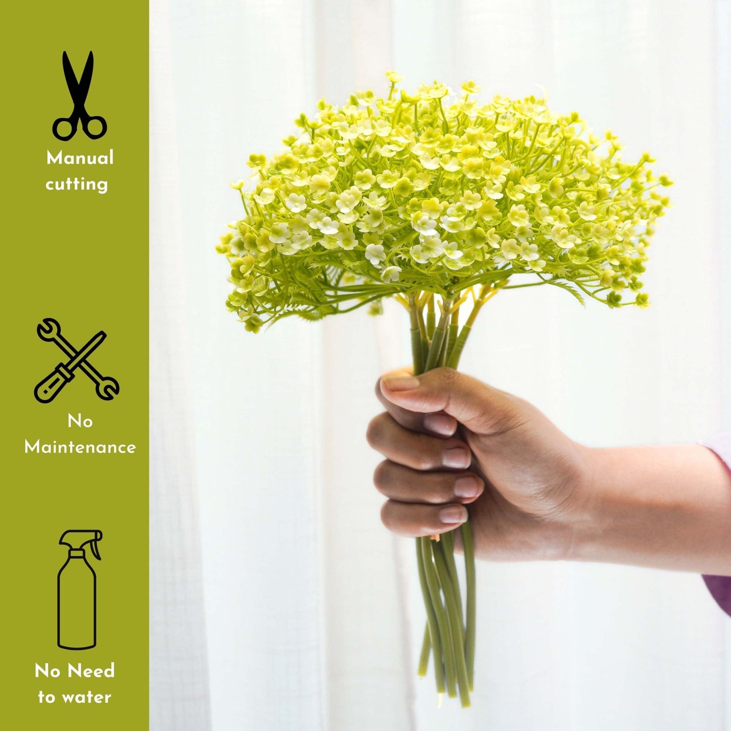 Baby's Breath Bouquet, Green (Faux flowers) - Behoma