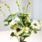 Behoma Combo of Gold Metal Ribbed Vase and Artificial Flowers Bouquet (White Daisy) - Behoma