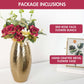 Behoma Combo of Metal Hammered Vase and Artificial Red Rose Bouquet - Behoma