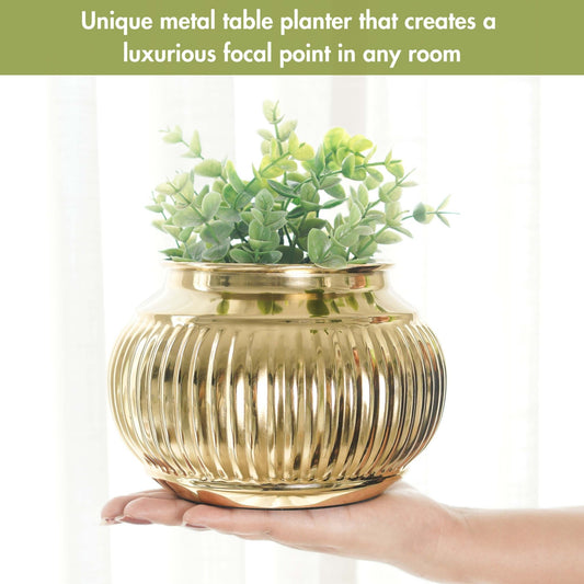 Behoma Gold Matki Metal Planter, 4.7