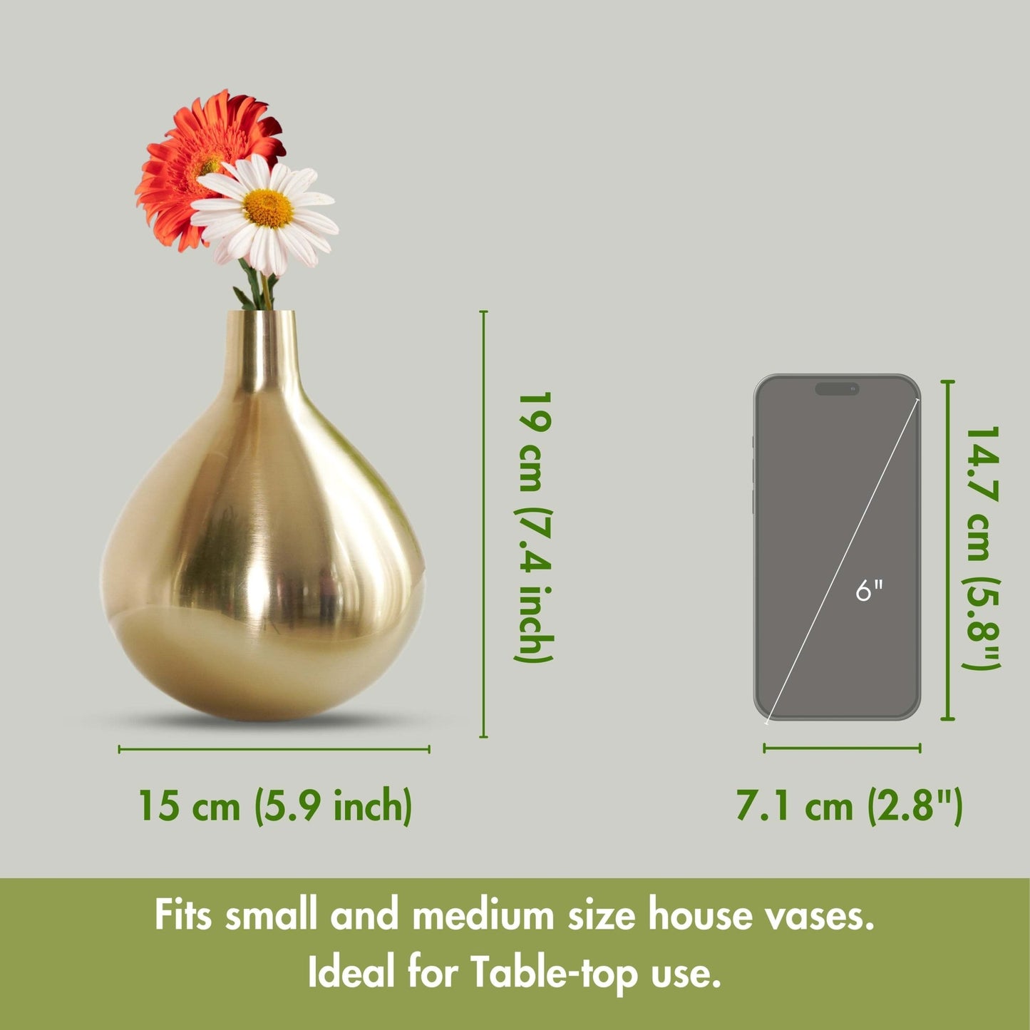 Behoma Golden Elegance Flower Vase - 7.4''X 5.9'' - Behoma