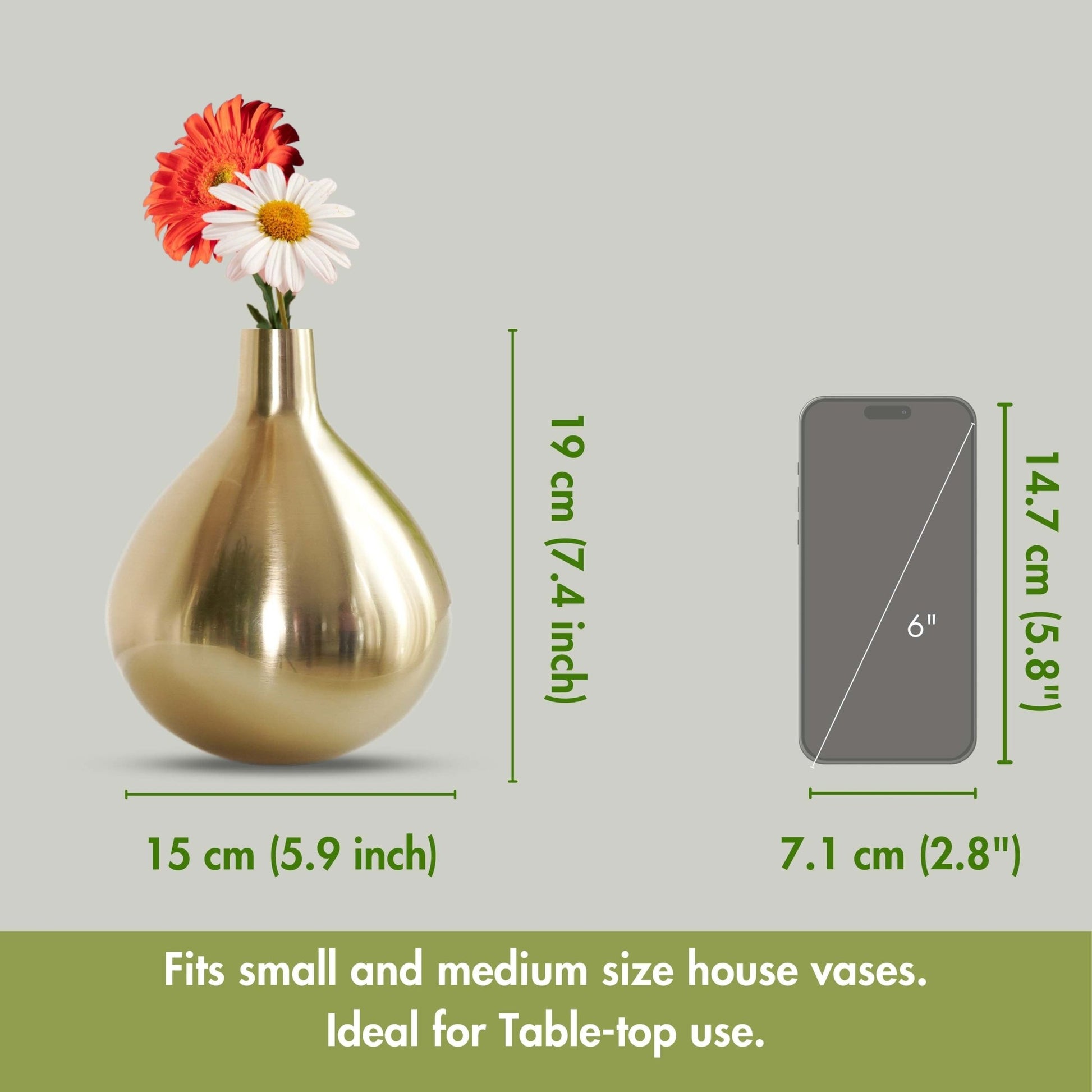 Behoma Golden Elegance Flower Vase - 7.4''X 5.9'' - Behoma