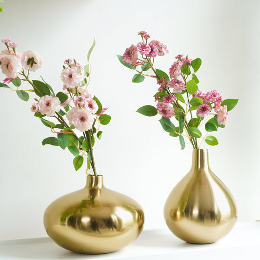 Behoma Golden Elegance Flower Vase, Set - 7.4'' & 5.5'' - Behoma