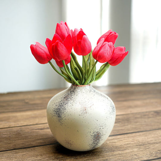 Behoma Metal Bud Flower Vase, Off - white - 5.3'' - Behoma