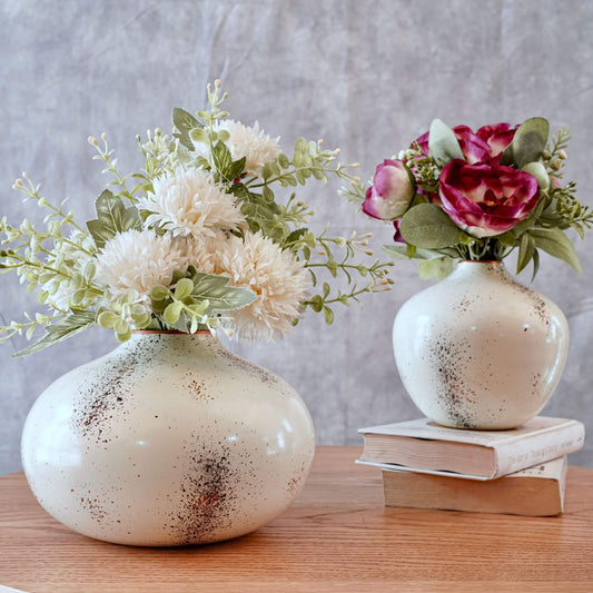 Behoma Metal Bud Flower Vase, Off - white - Set - 5.1'' & 5.3'' - Behoma