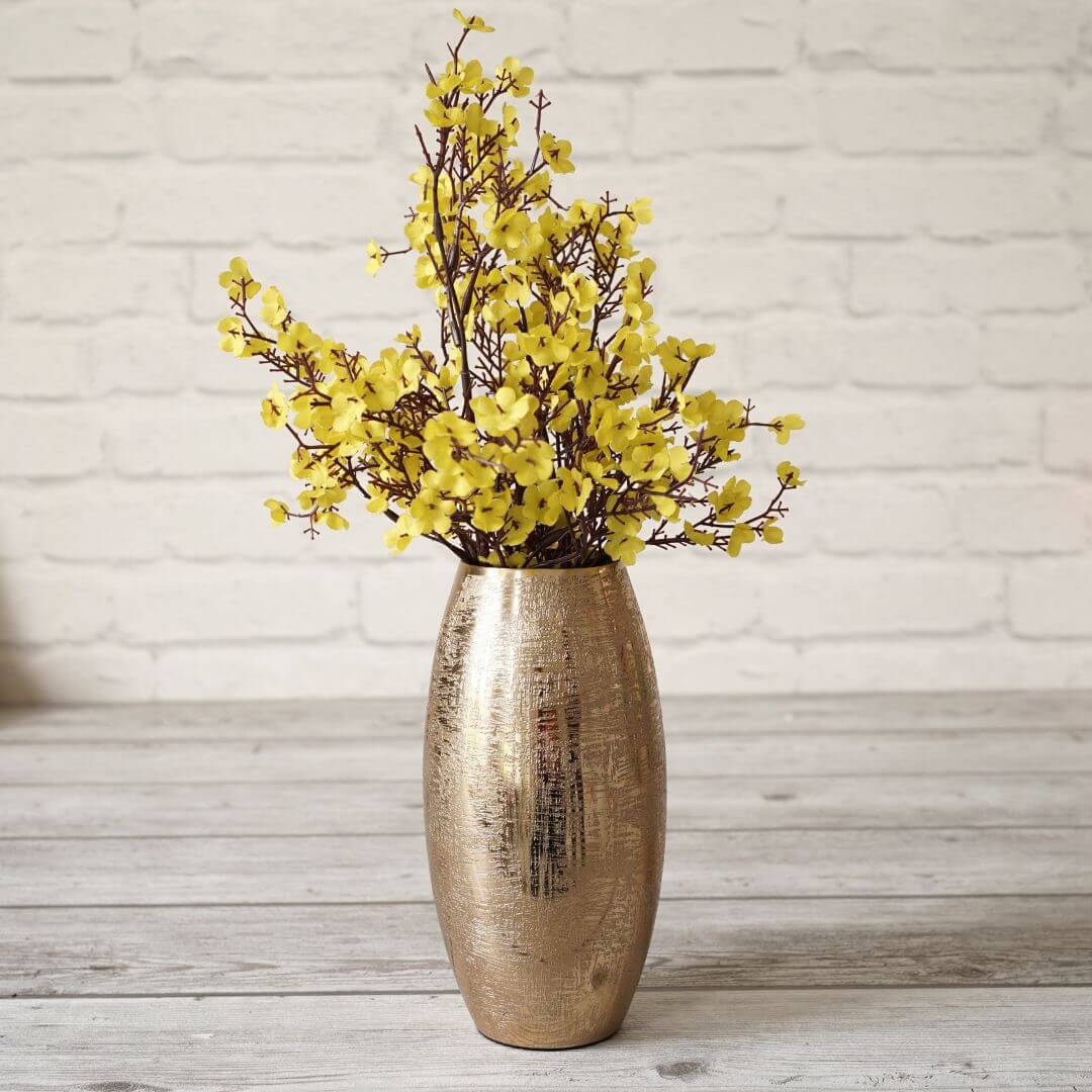 Behoma Metal Modern Hammered Flower Vase, Gold, 8.1'' - Behoma