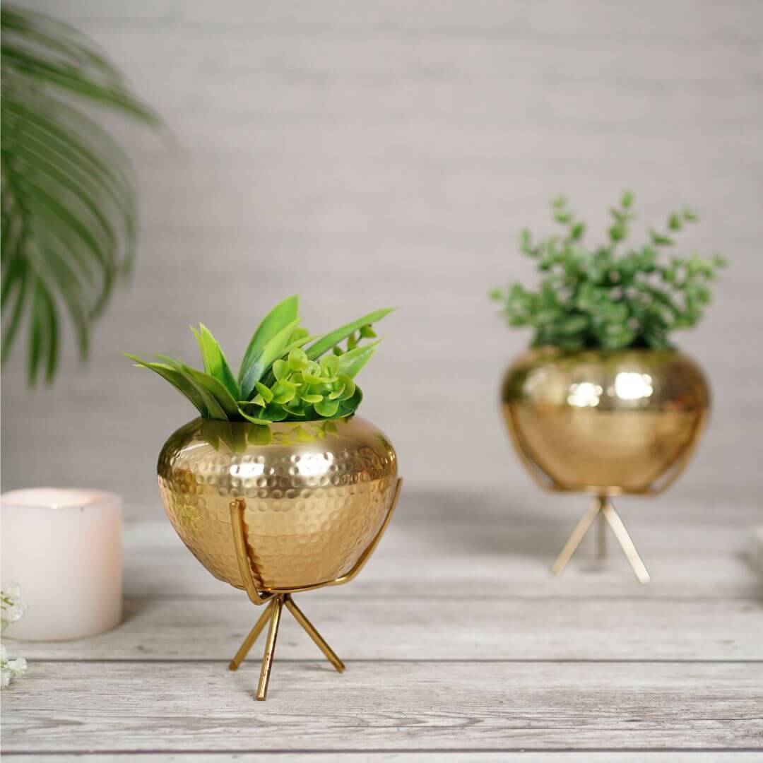 Behoma Mini Hammered Planter, Golden, 5.5'' - Behoma