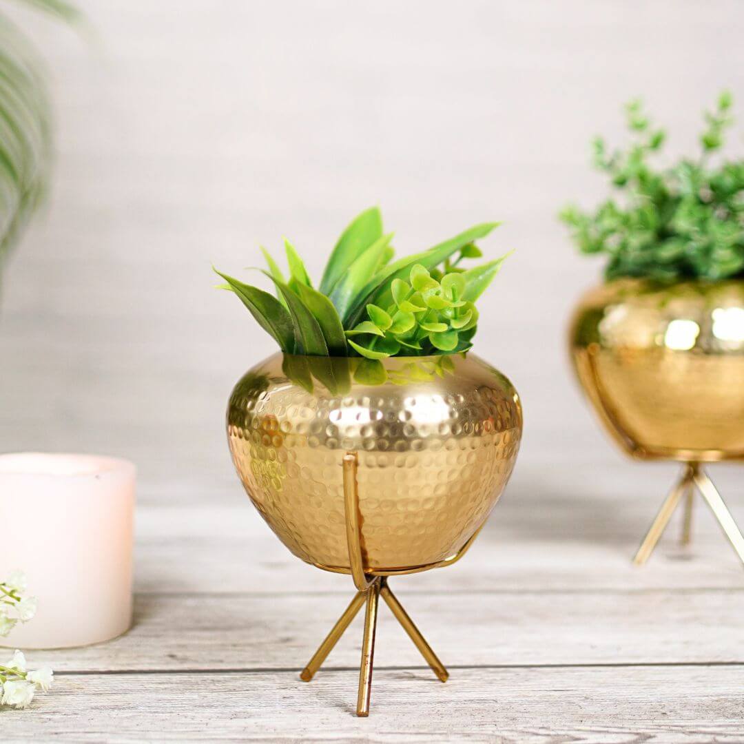 Behoma Mini Hammered Planter, Golden, 5.5'' - Behoma