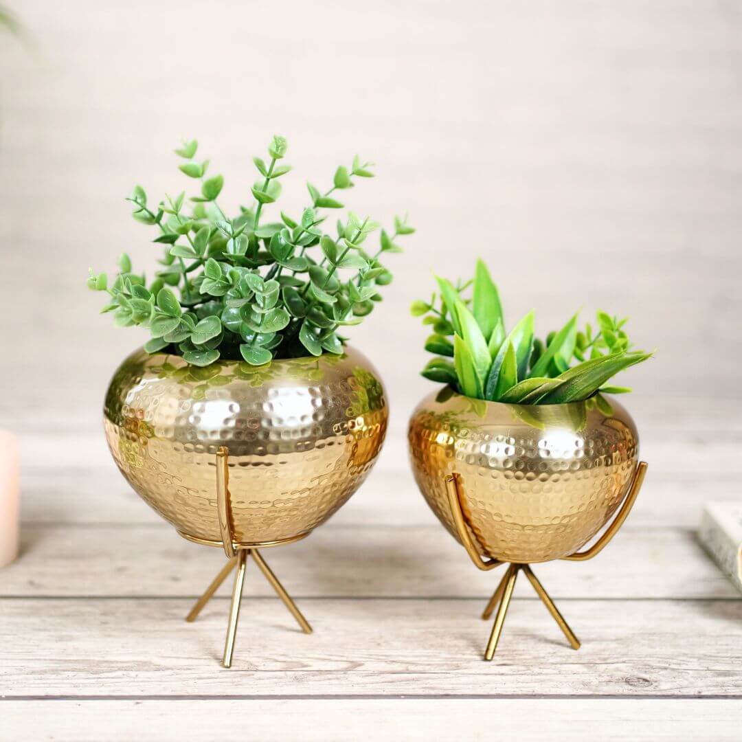 Behoma Mini Hammered Planter, Golden, 5.5'' - Behoma