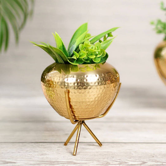 Behoma Mini Hammered Planter, Golden, 5.5'' - Behoma