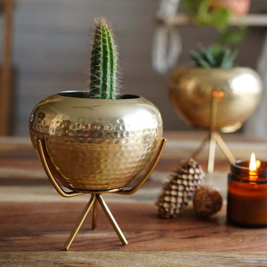 Behoma Mini Hammered Planter, Golden, 6.2'' - Behoma