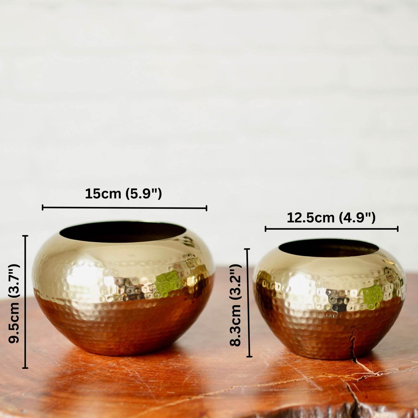 Behoma Mini Hammered Planter, Golden, Set - 3.7'' & 3.2'' - Behoma