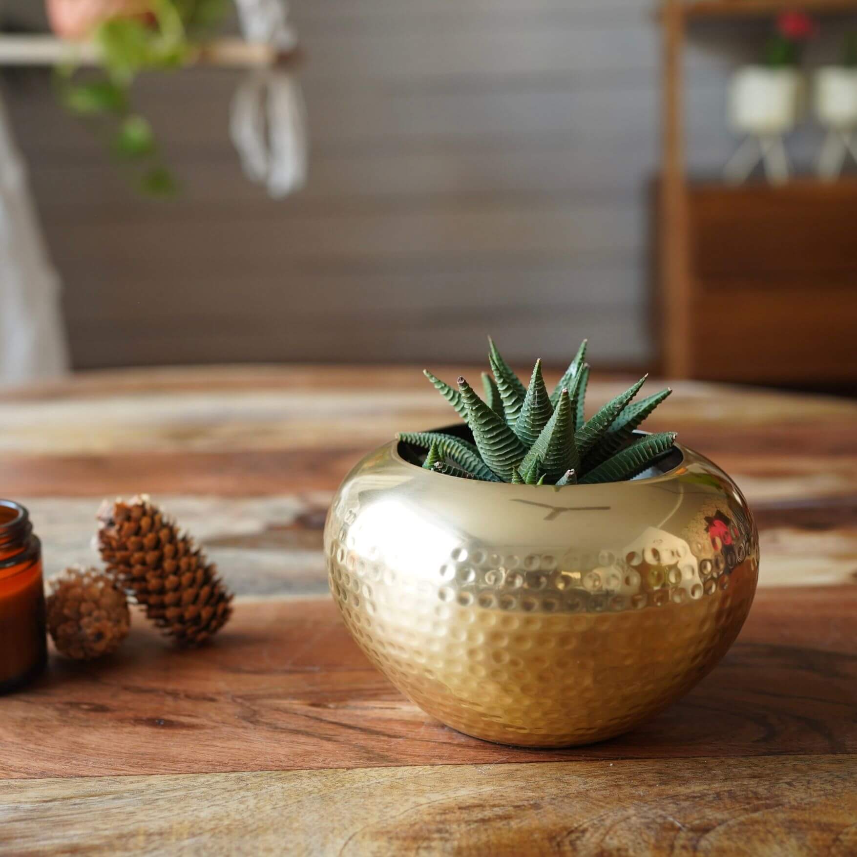 Behoma Mini Hammered Planter, Golden, Set - 3.7'' & 3.2'' - Behoma