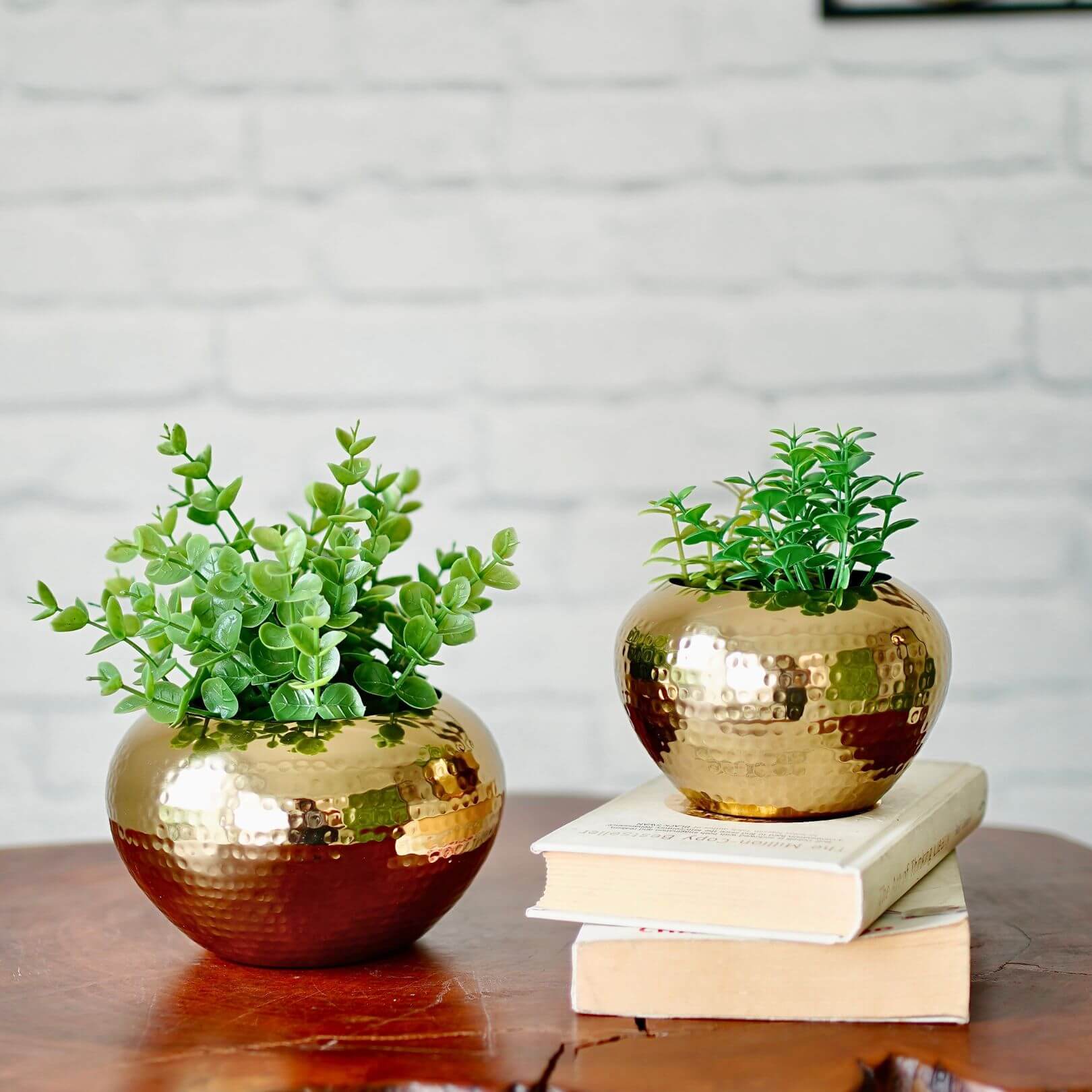 Behoma Mini Hammered Planter, Golden, Set - 3.7'' & 3.2'' - Behoma