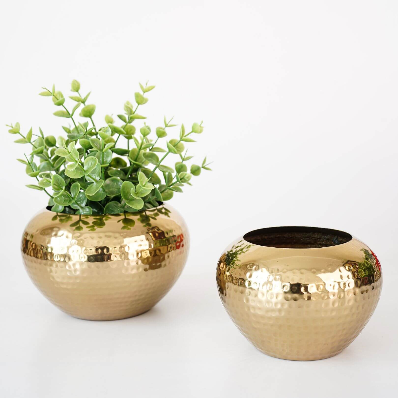 Behoma Mini Hammered Planter, Golden, Set - 3.7'' & 3.2'' - Behoma