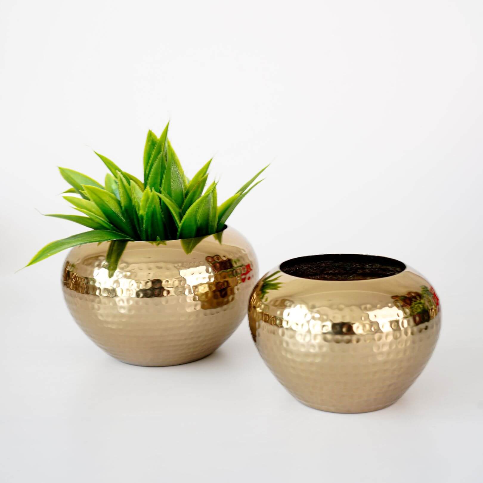 Behoma Mini Hammered Planter, Golden, Set - 3.7'' & 3.2'' - Behoma