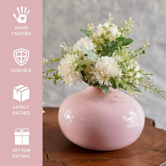 Behoma Pink Metal Bud Flower Vase, 5.1'' - Behoma