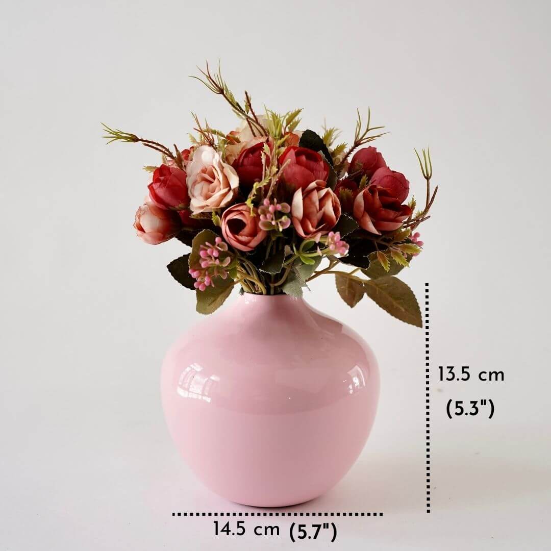 Behoma Pink Metal Bud Flower Vase - 5.3'' - Behoma