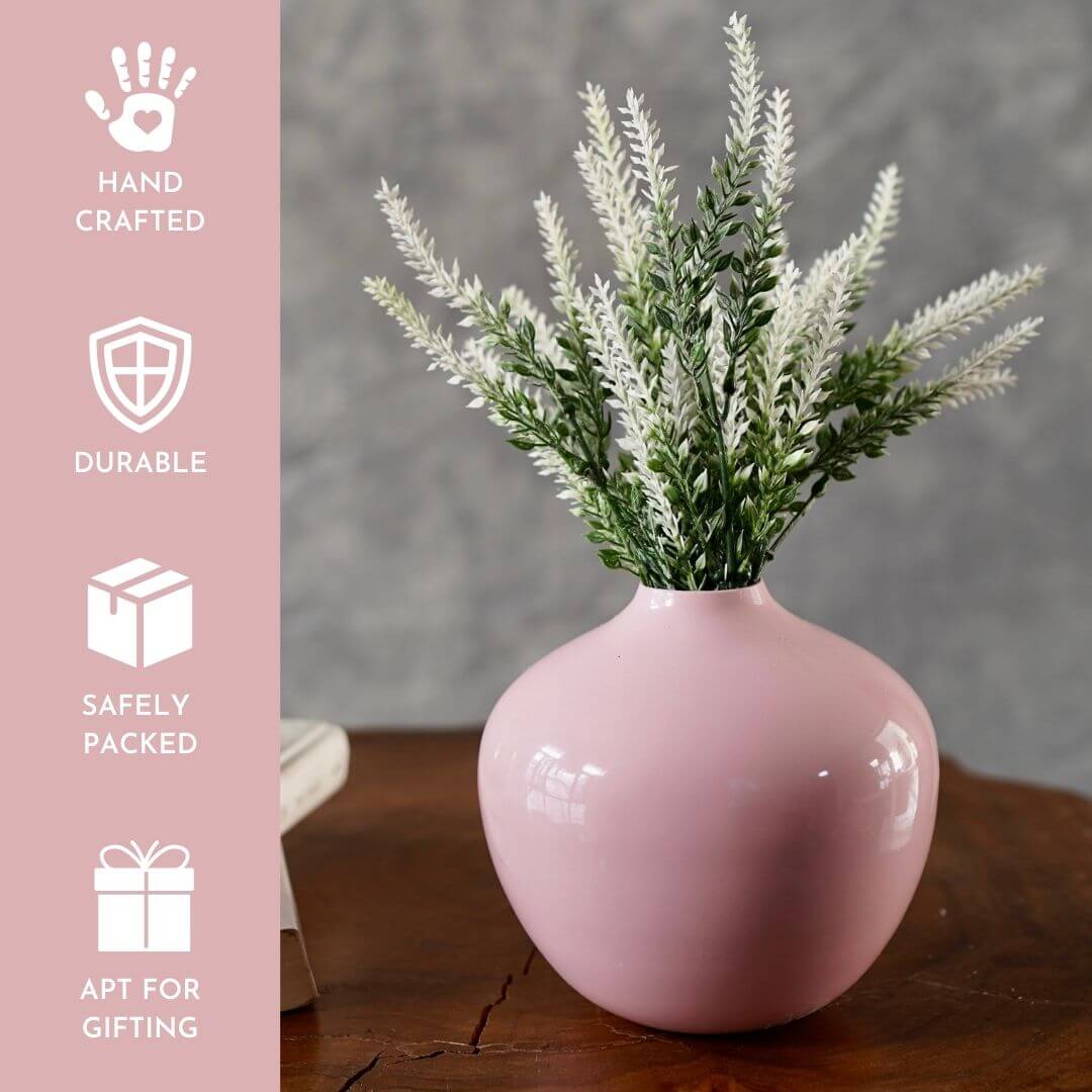 Behoma Pink Metal Bud Flower Vase - 5.3'' - Behoma