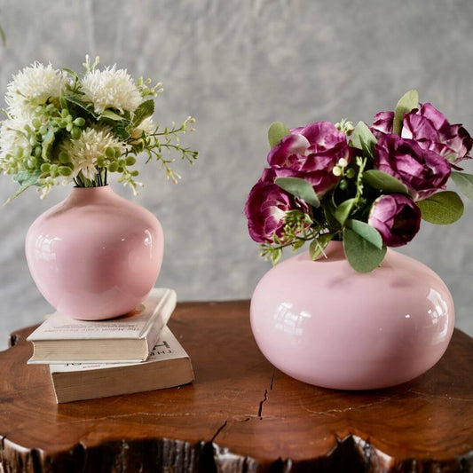 Behoma Pink Metal Bud Flower Vase - Set - 5.1'' & 5.3'' - Behoma