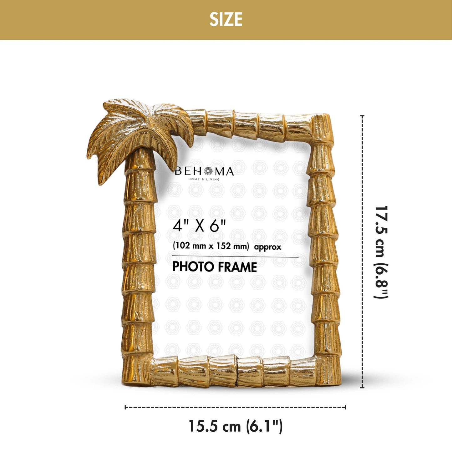 BEHOMA Tropical Gold Palm Tree Frame, 4x6 Inch - Behoma