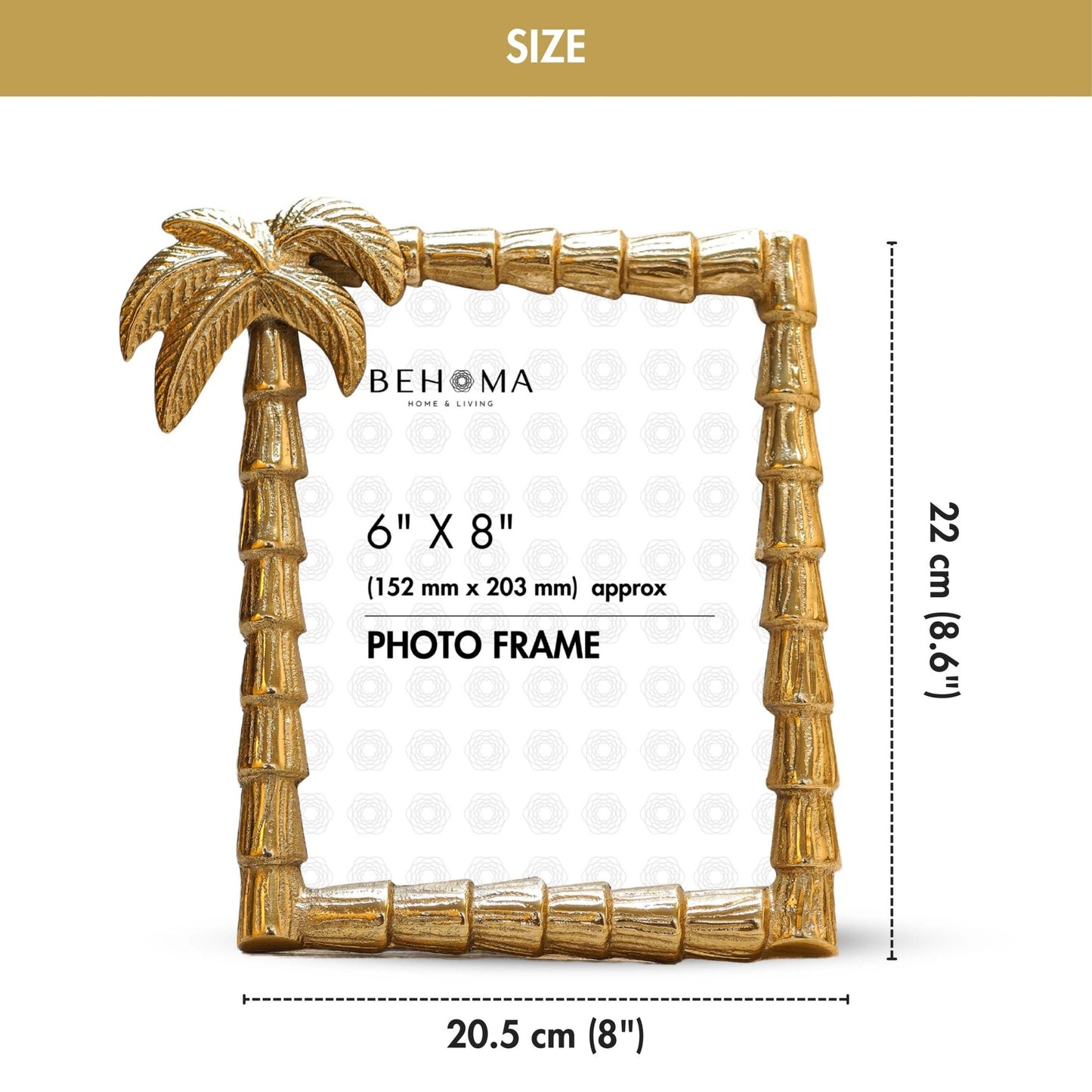 BEHOMA Tropical Gold Palm Tree Frame, 6x8 Inch - Behoma