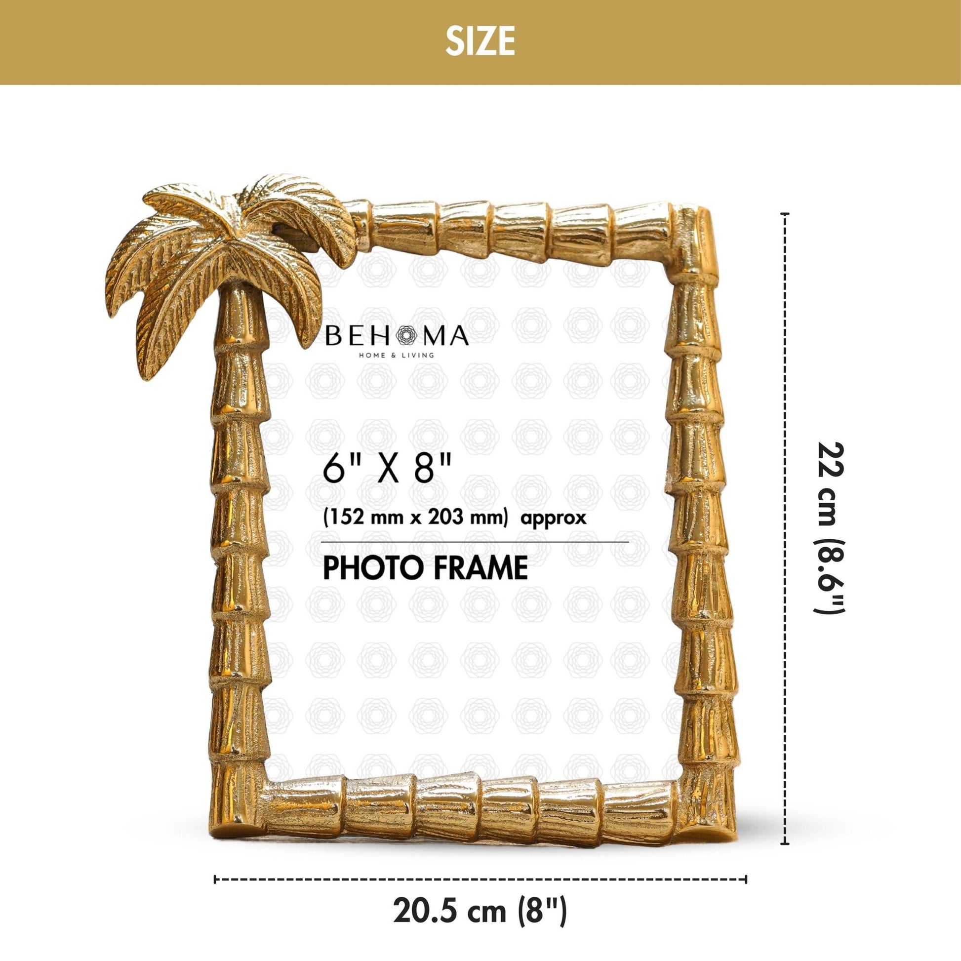 BEHOMA Tropical Gold Palm Tree Frame, 6x8 Inch - Behoma