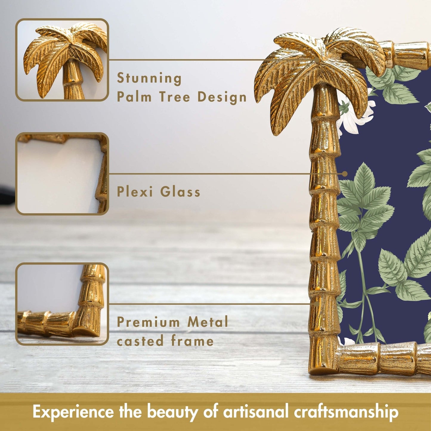 BEHOMA Tropical Gold Palm Tree Frame, 6x8 Inch - Behoma