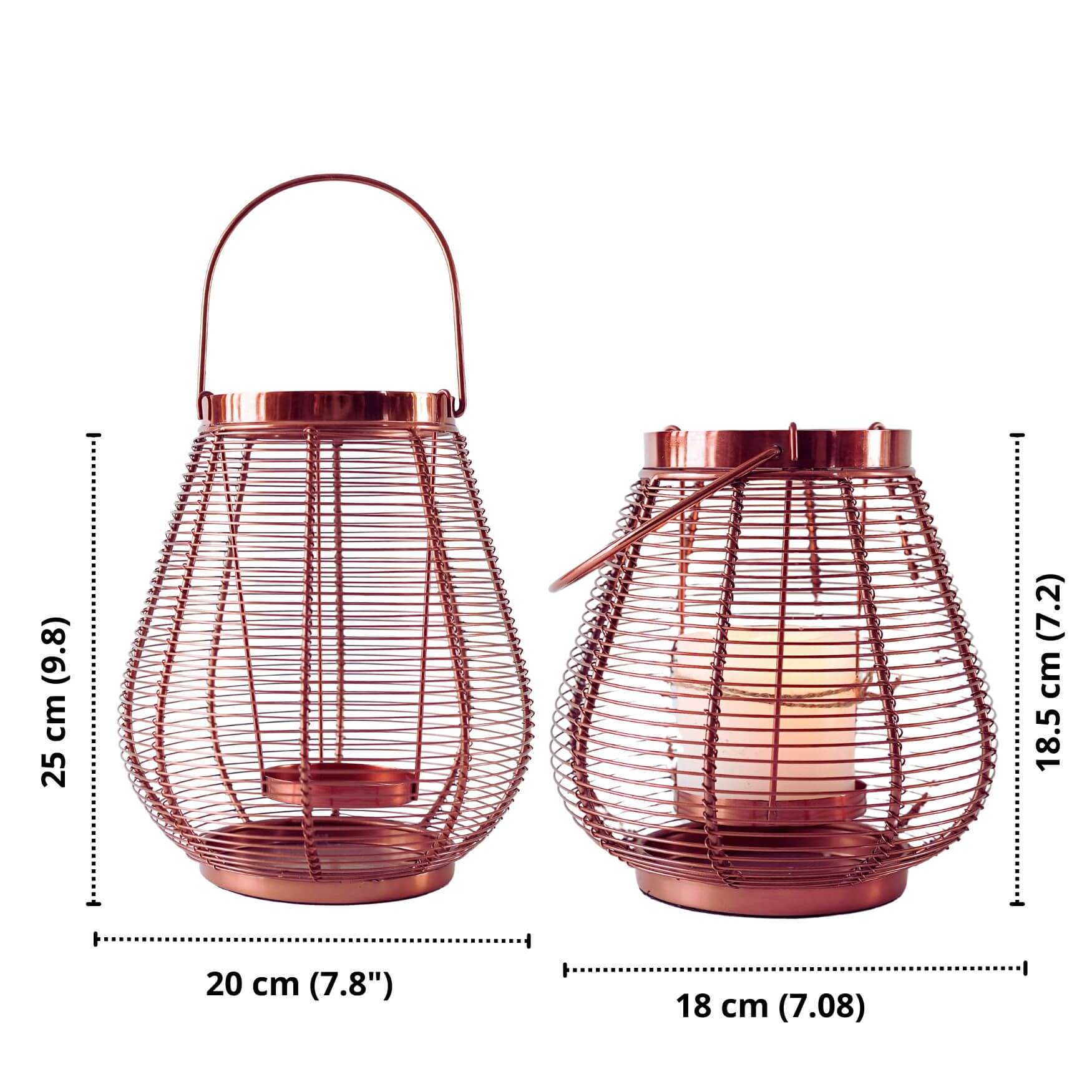 Cage Candle Holder, Copper - 7.2''X 7.08'' - Behoma