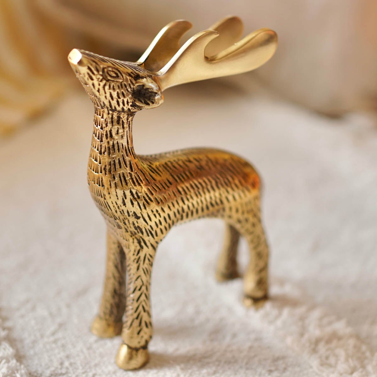 Christmas Reindeer showpiece, Gold, Metal - Behoma