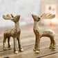 Christmas Reindeer showpiece, Gold, Metal - Set of 2 - Behoma