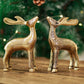 Christmas Reindeer showpiece, Gold, Metal - Set of 2 - Behoma