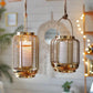 Classic Wire Metal Lantern, Gold - 10''X 6.2'' - Behoma