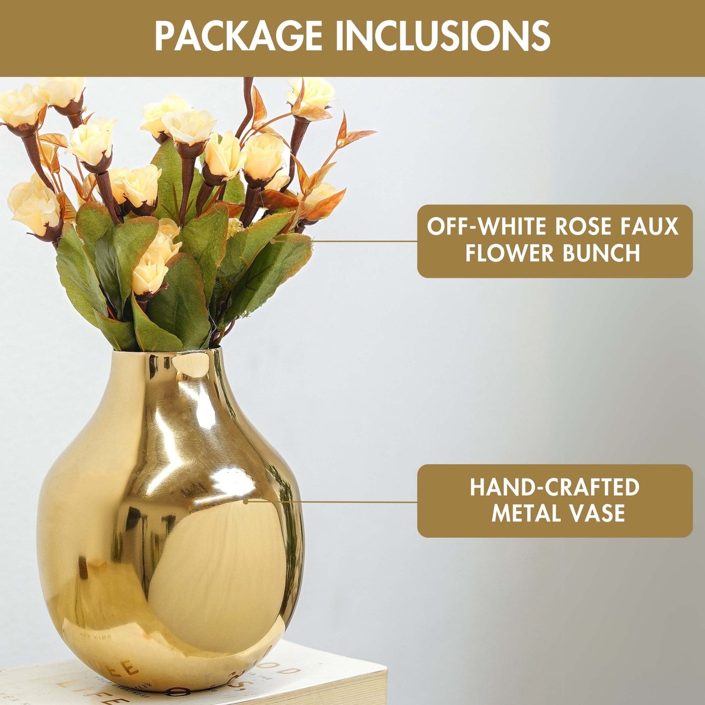 Combo of Drop Vase and Mini Roses - Behoma