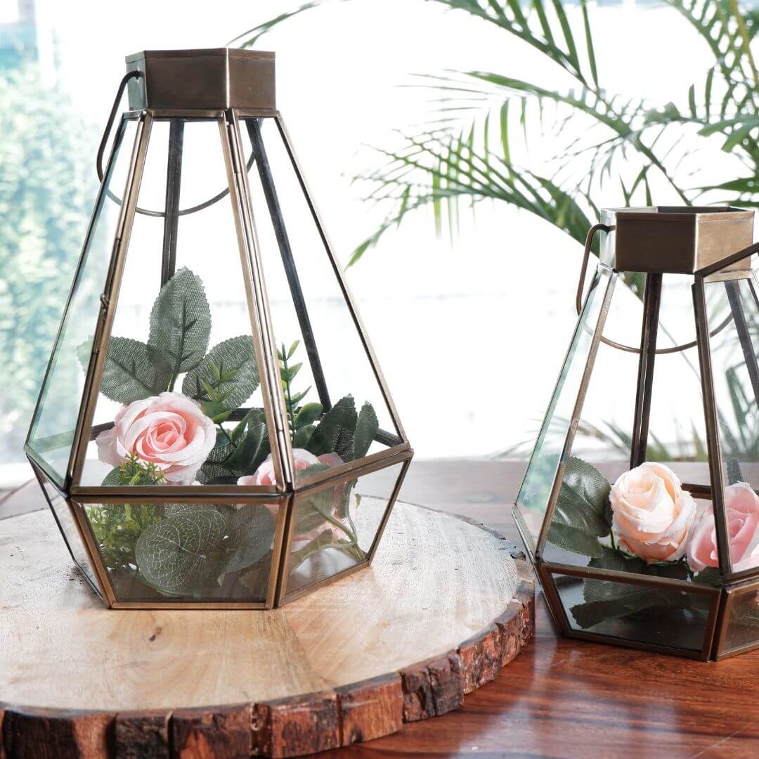 Drop Lantern, Antique Brass - 7.2''X 6.5'' - Behoma