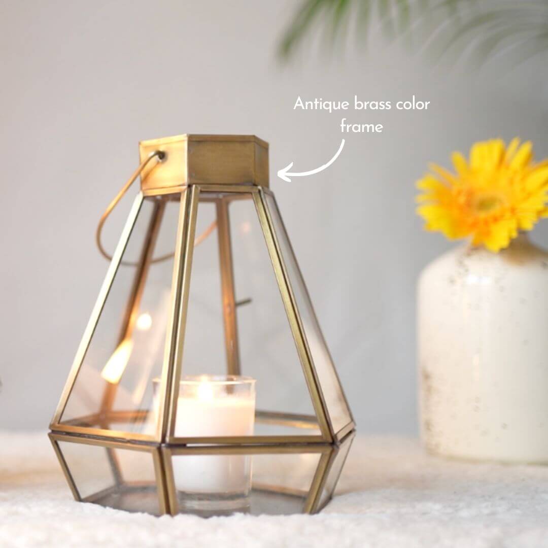 Drop Lantern, Antique Brass - 7.2''X 6.5'' - Behoma