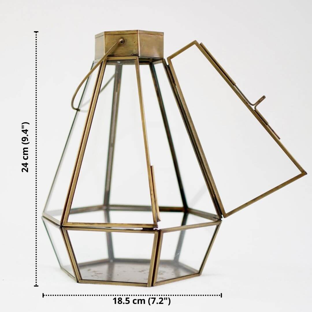 Drop Lantern, Antique Brass - 7.2''X 6.5'' - Behoma