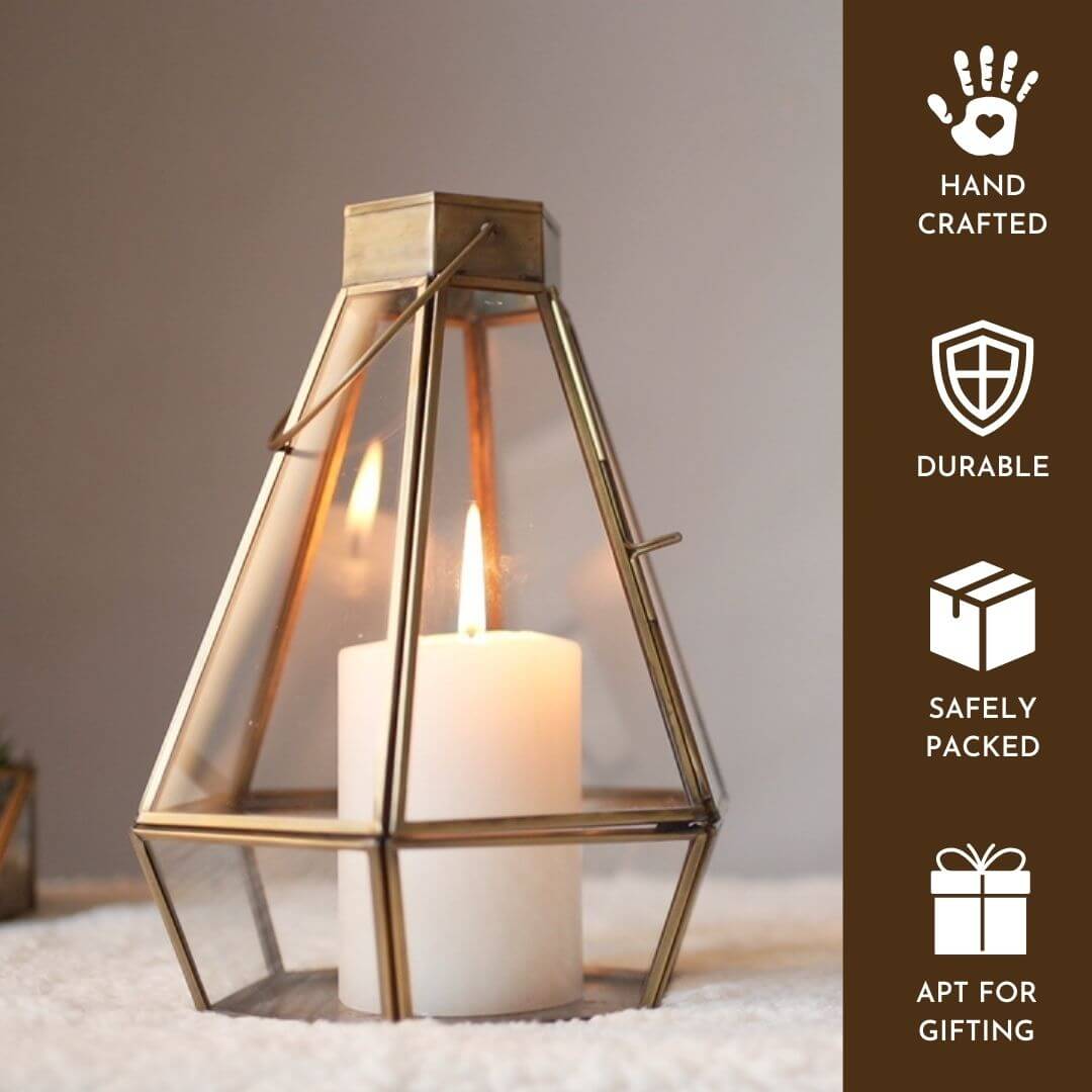 Drop Lantern, Antique Brass - 7.2''X 6.5'' - Behoma