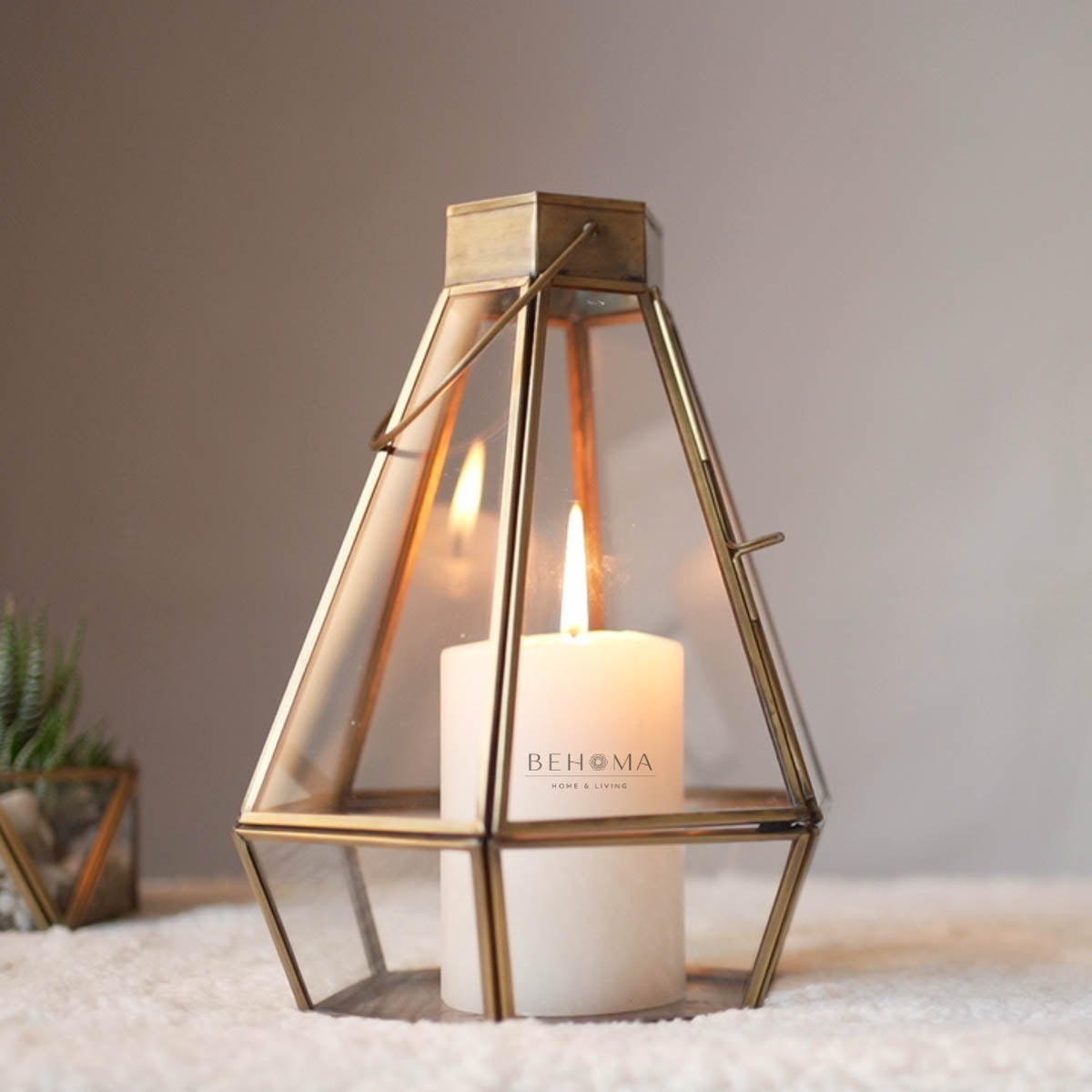 Drop Lantern, Antique Brass - 7.2''X 6.5'' - Behoma