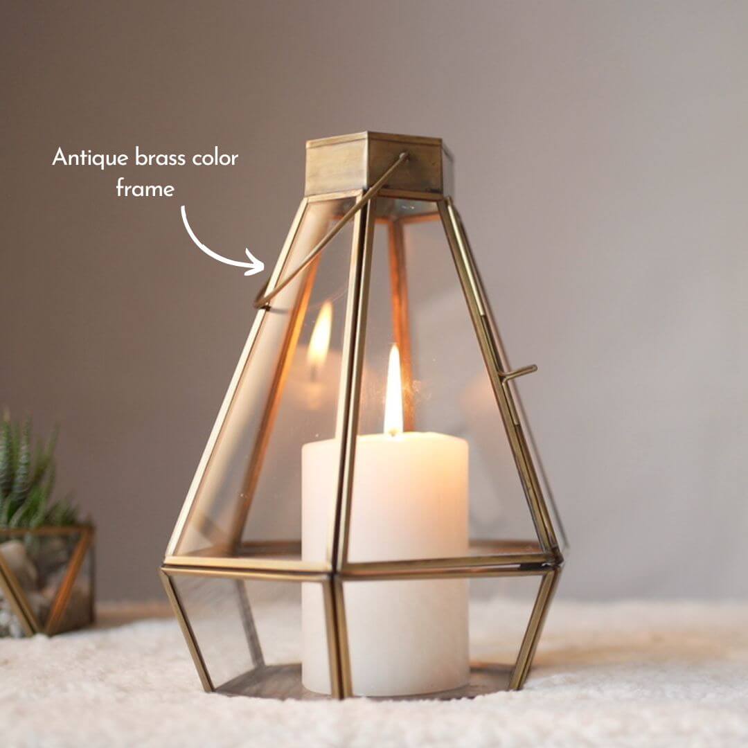 Drop Lantern, Antique Brass - 7.2''X 6.5'' - Behoma