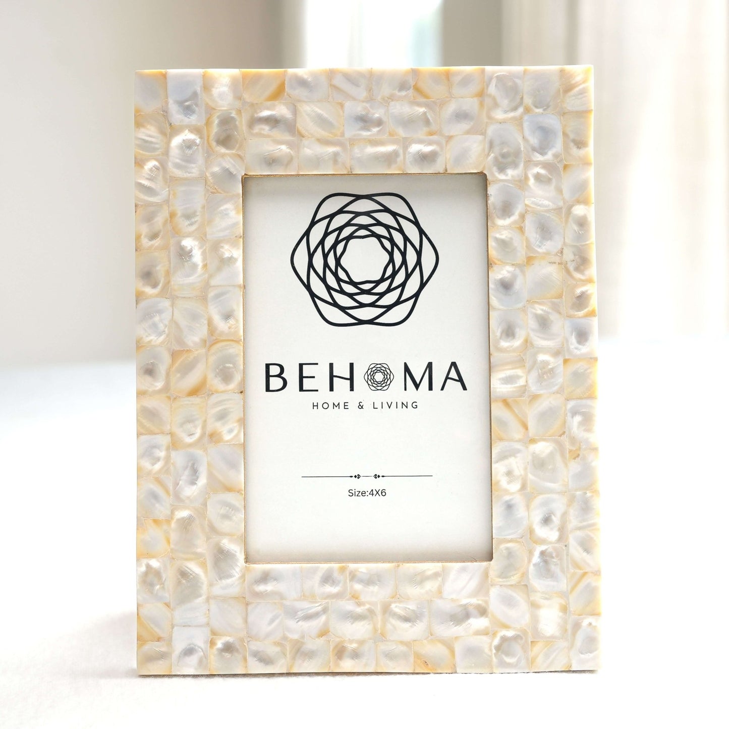 Metal Photo frame for tabletop Behoma mother of pearl frame