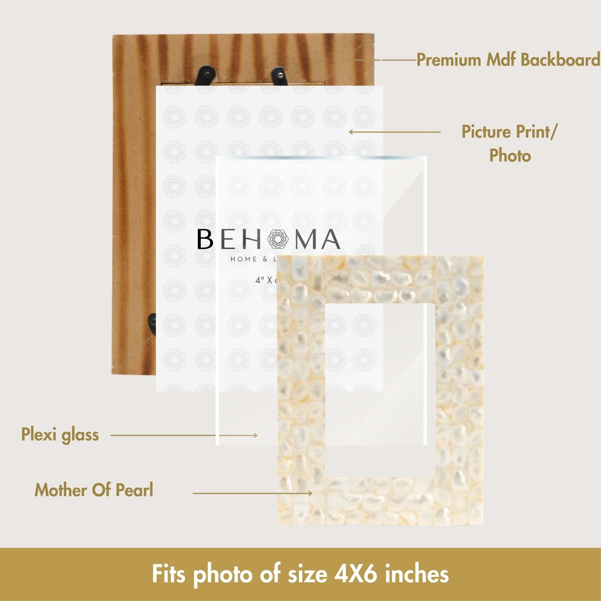 Elegant Pearl Photo Frame - Set of 2 (4x6 and 5x7) - Behoma