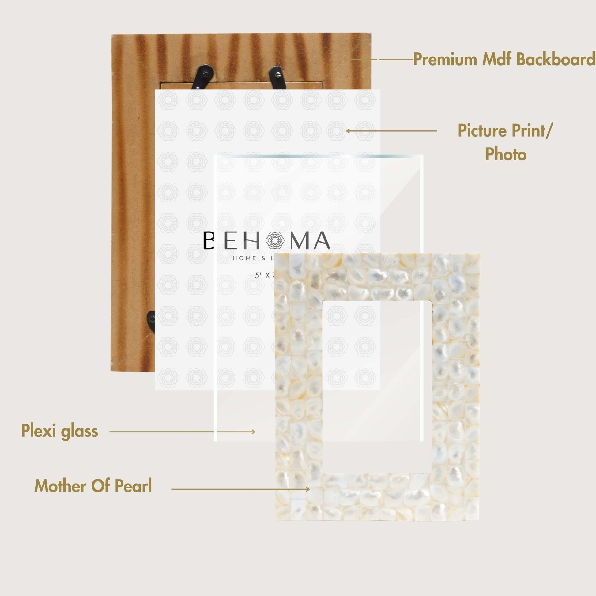 Elegant Pearl Photo Frame - Set of 2 (4x6 and 5x7) - Behoma