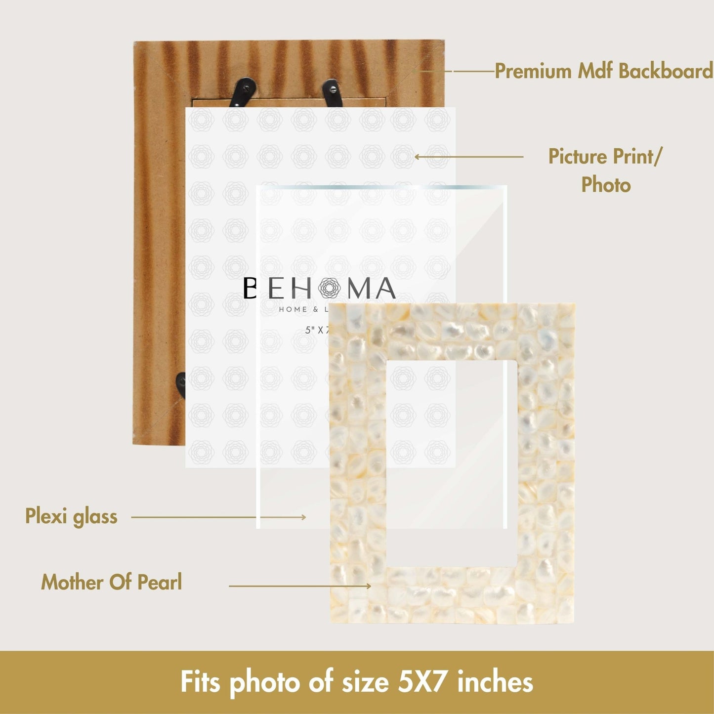 Elegant Pearl Photo Frame - Set of 2 (4x6 and 5x7) - Behoma