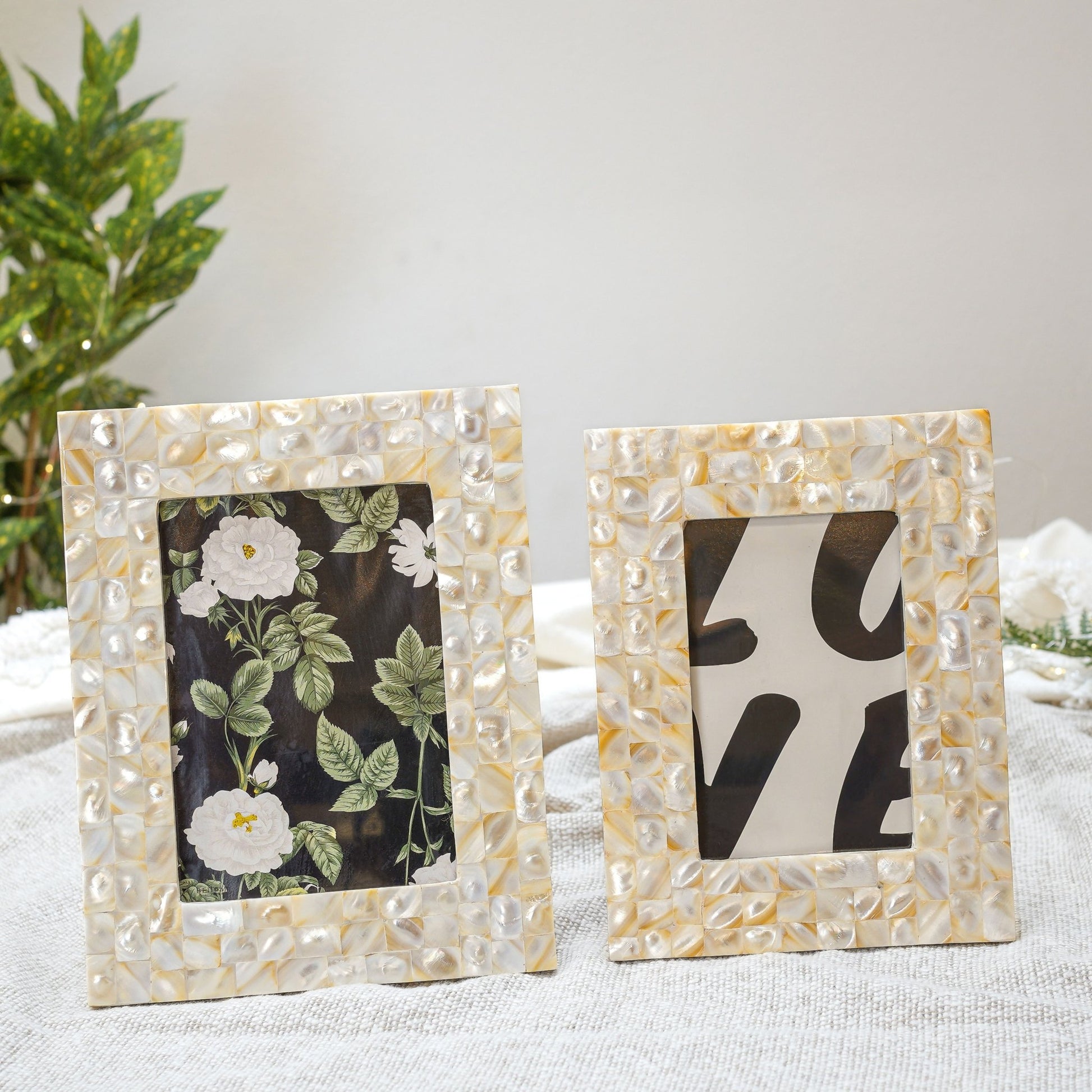 Elegant Pearl Photo Frame - Set of 2 (4x6 and 5x7) - Behoma